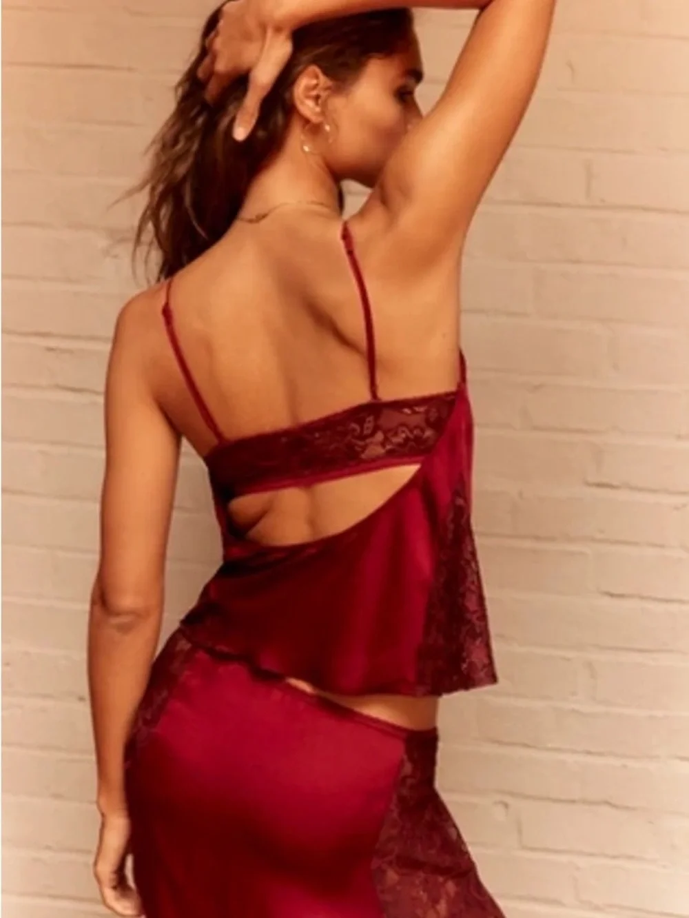 Free People Intimately Summer Lover Slip Set NWT Lace Satin Cami Skirt M